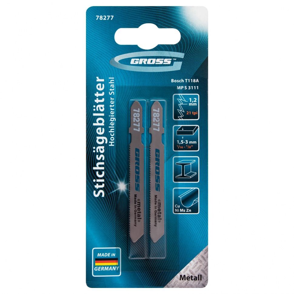 GROSS Сет убодни пили метал 2бр T118A 50/1.2mm HSS