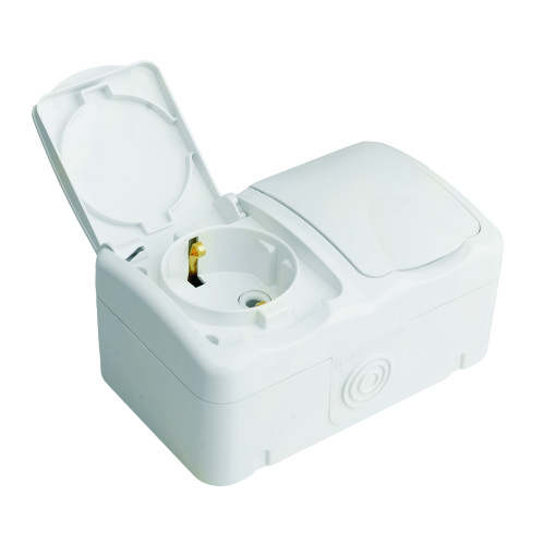 ПРИКЛУЧ. ОГ II ШУКО ДУПЛА МИНИ IP44 поликарбонат 18.01.053