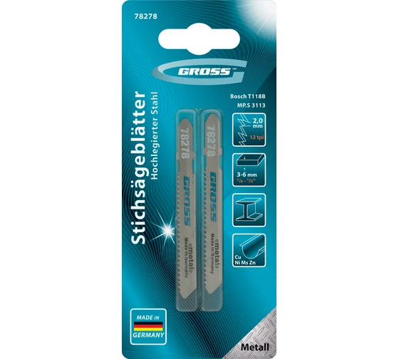 GROSS Сет убодни пили метал 2бр T118B 50/2mm HSS