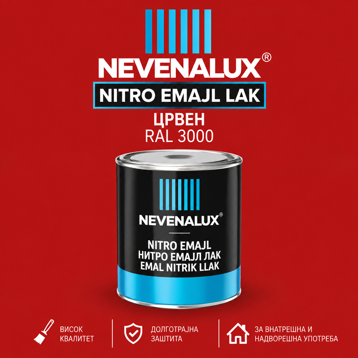 NEVENALUX Нитро емајл лак 0.75Л црвен