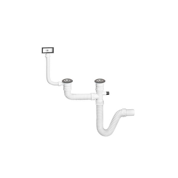 Texo флексибилен сифон за садопер со прелив и со приклучик за машина S00007