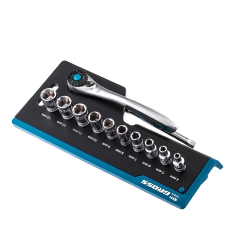 Сет насадни клучеви со клуч крцкалка 12бр 1/4" CrV GROSS