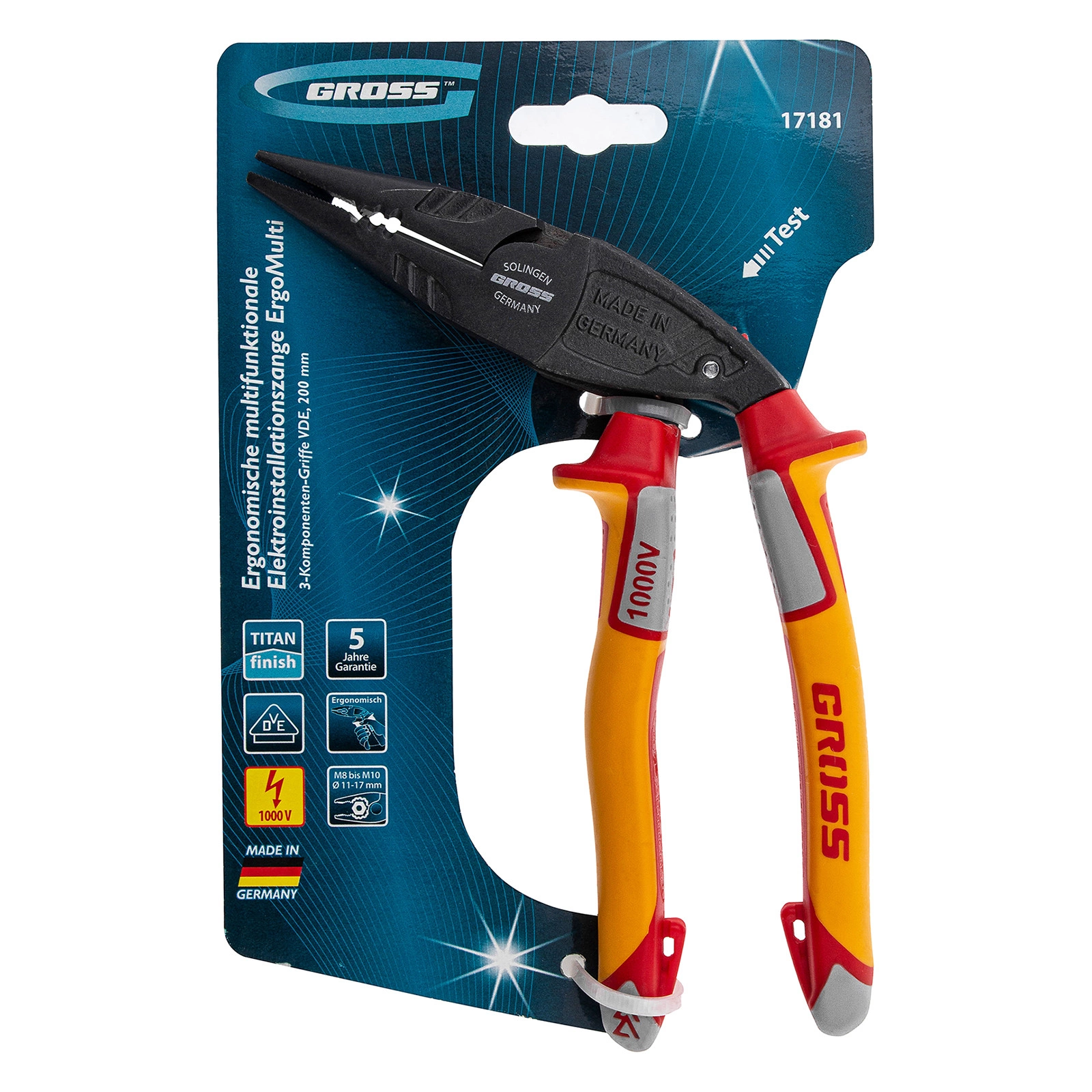 Клешта шпицангла за електричари до 1000V, три компонентна GROSS